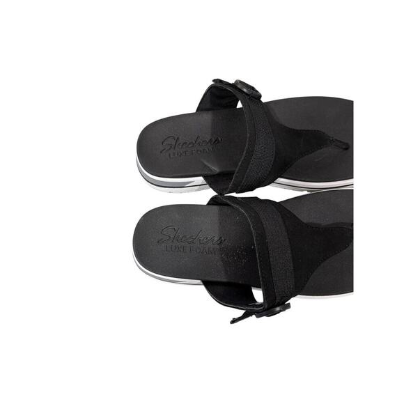 Skechers Hooded Thong Sandals Intergrades Smooth Cruise Black 7M A397363-PO - Picture 3 of 7